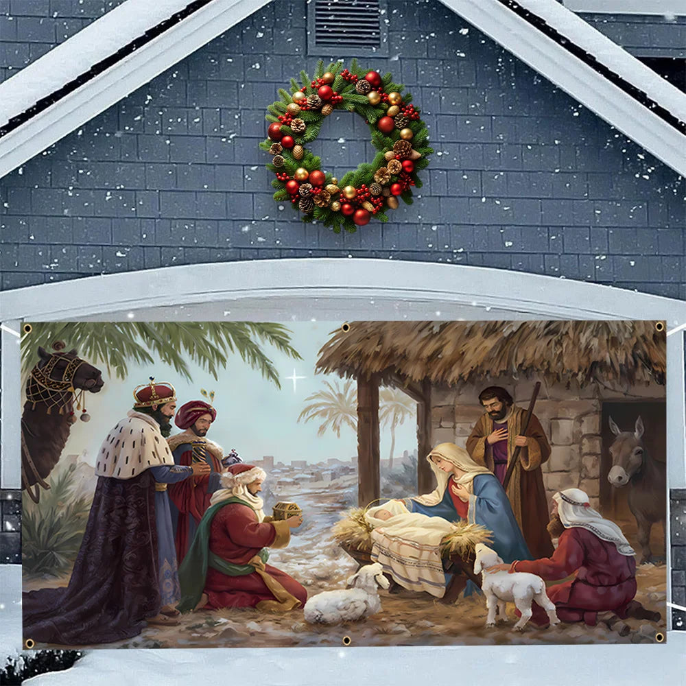 Christmas Jesus Birth Garage Door Banner