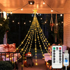 Solar Star Waterfall Holiday Lights