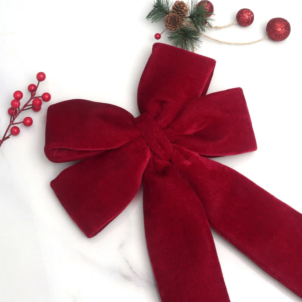 Red Christmas Bows Large Tree Topper Bow