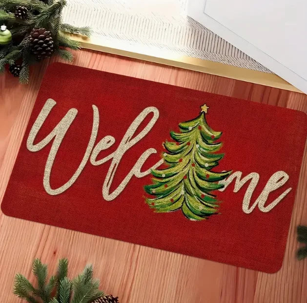 Cheerful Christmas Gnome Door Mat