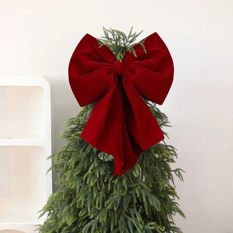 Christmas Bow Red Velvet Tree Toppers Ornament