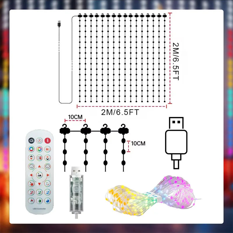 App Controlled Christmas Curtain Lights