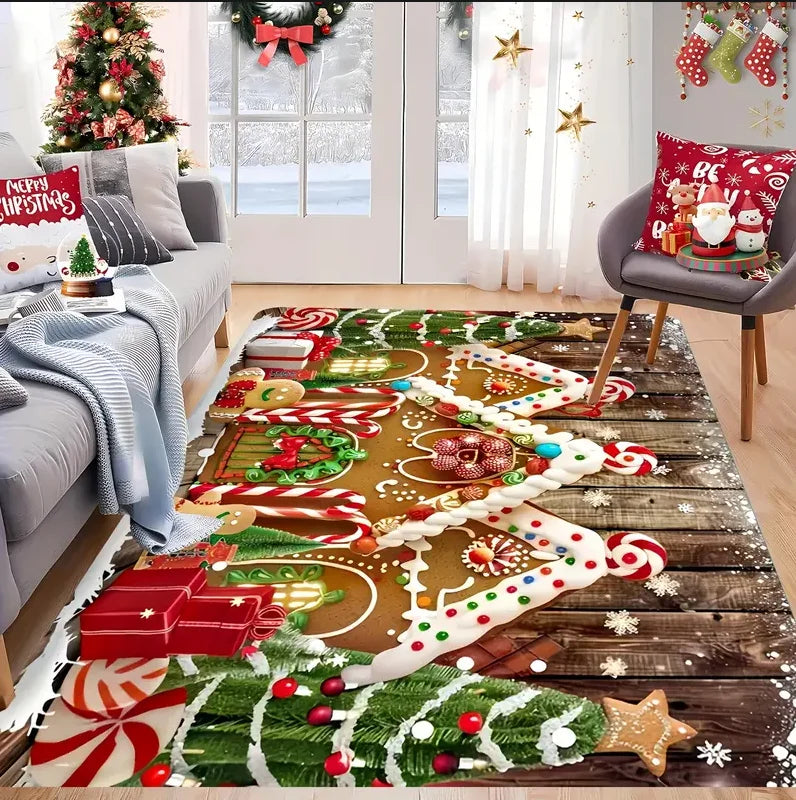 Festive Snowflake Holiday Rug