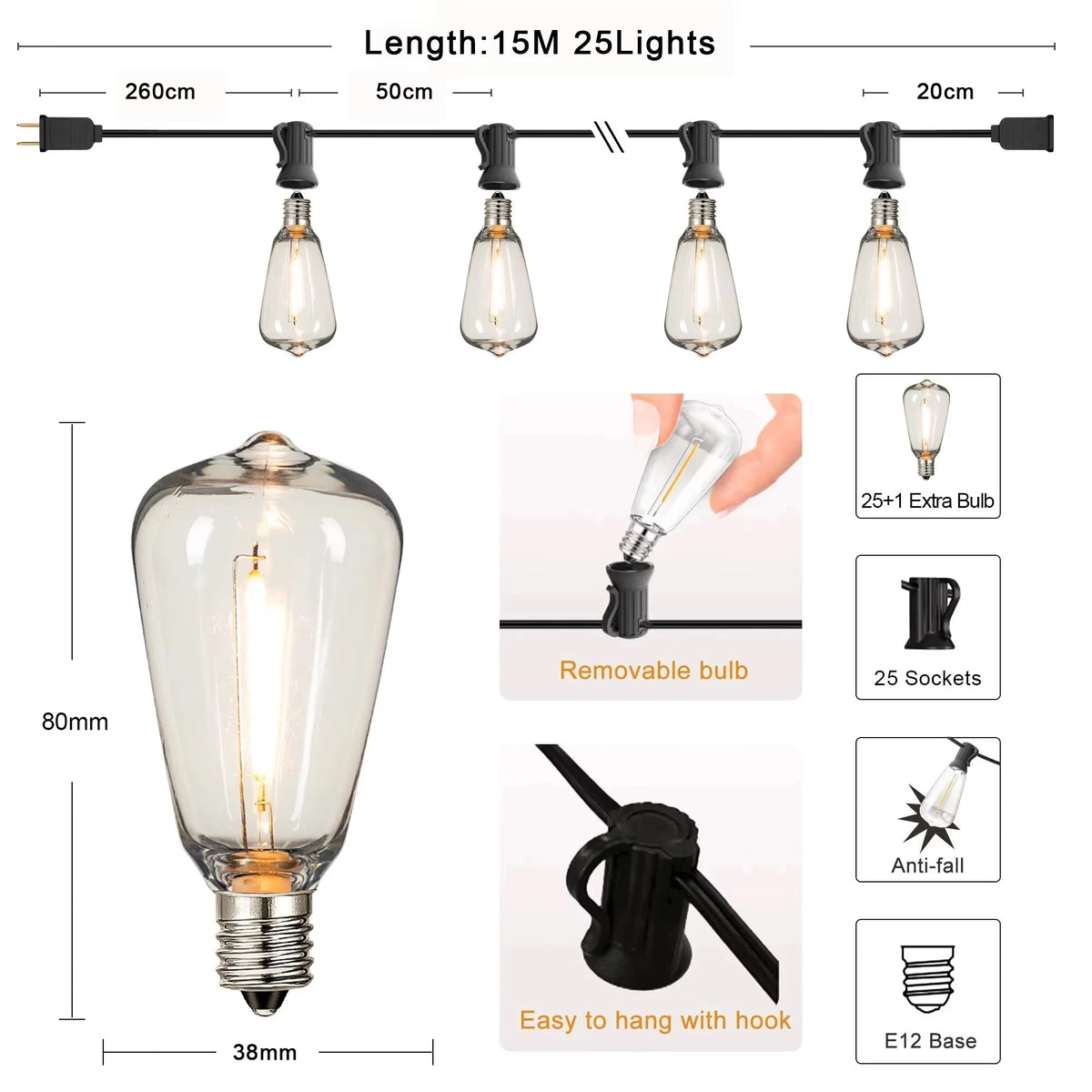 Connectable Shatterproof Holiday Bulbs