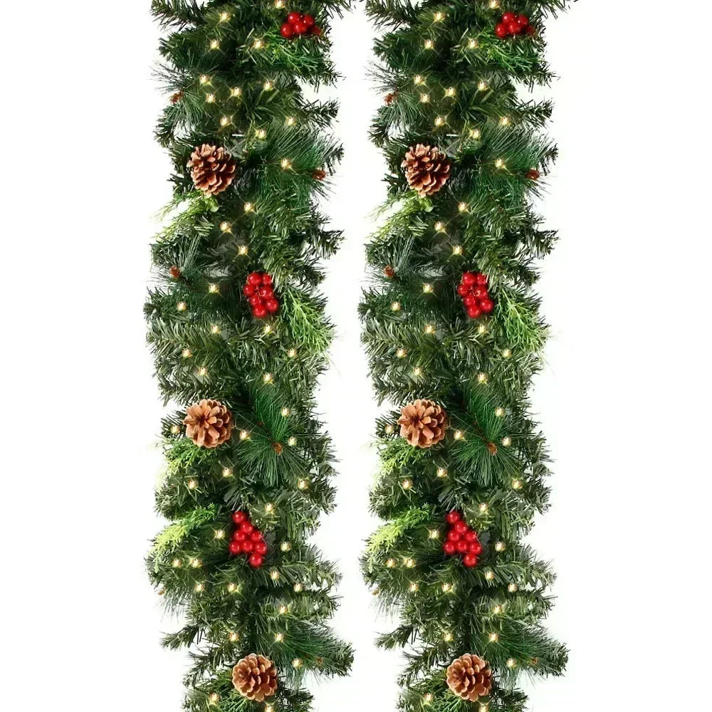 Christmas Garland Wreath With Pinecones Red Berries
