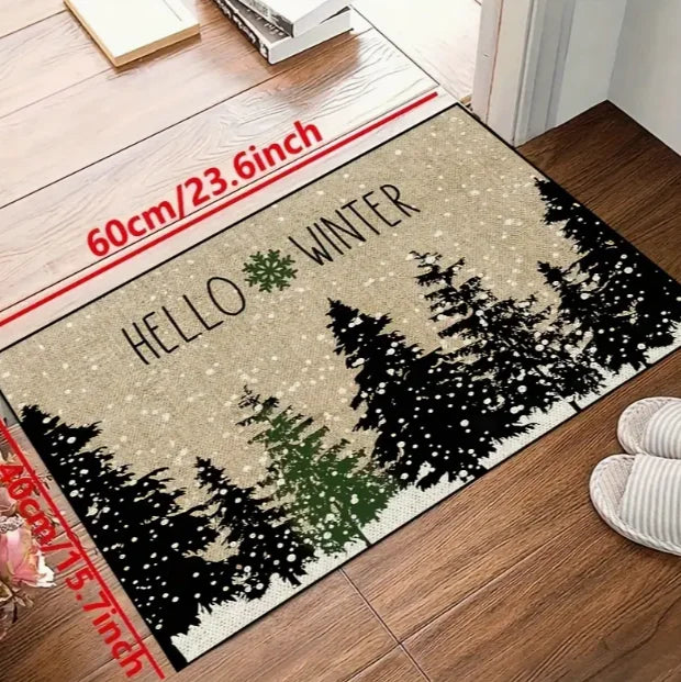 Cheerful Christmas Gnome Door Mat
