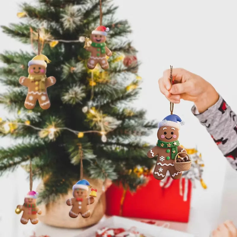 Christmas Gingerbread Man Ornaments Tree Wooden Hanging