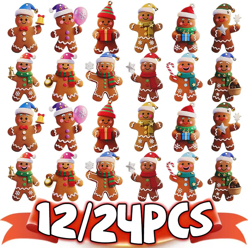 Christmas Gingerbread Man Ornaments Tree Wooden Hanging
