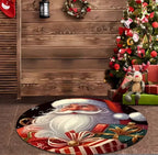 Santa Snowflake Round Holiday Rug