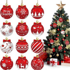 Red White Wooden Christmas Ball Ornament, Elk