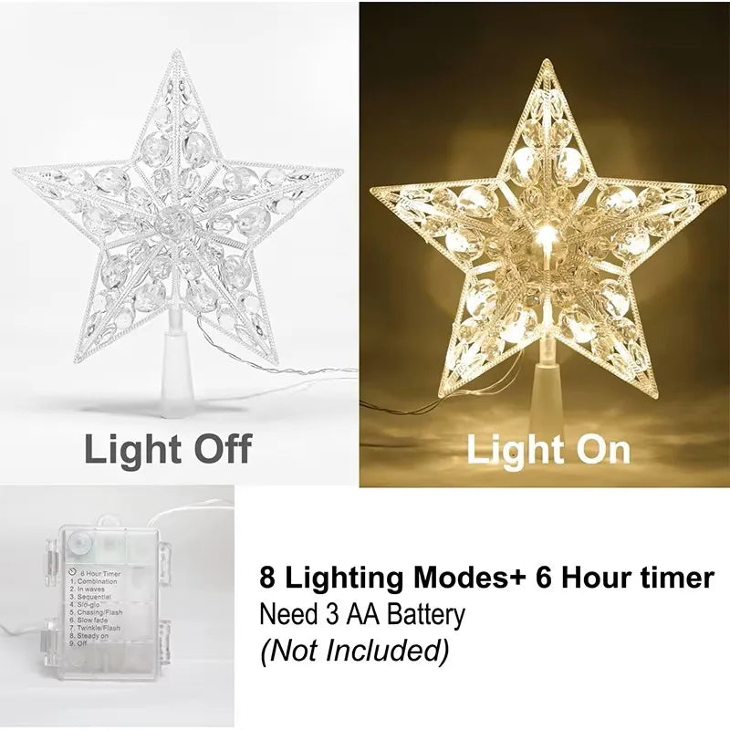 Christmas Glowing Tree Topper Five pointed Star