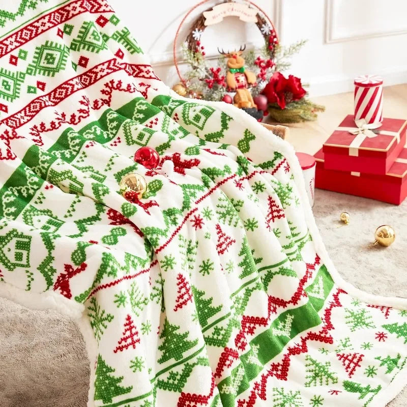 Red Sherpa Christmas Throw Blanket
