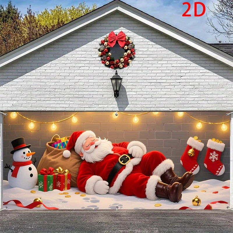 Christmas Santa Claus Garage Door Banner