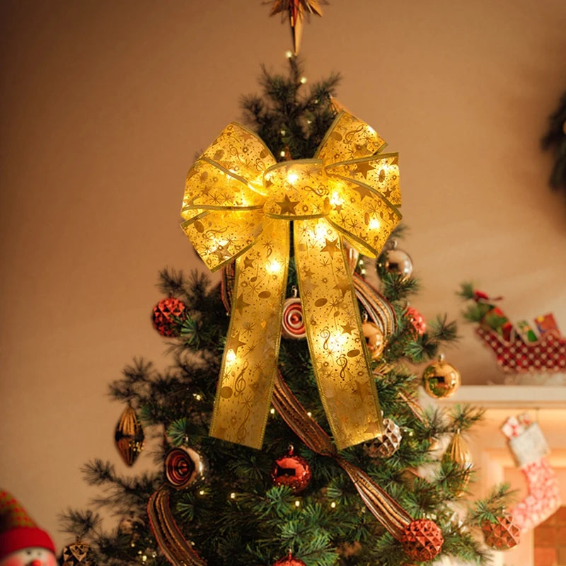 Christmas Tree Bow Ribbon Topper Hanging Ornament