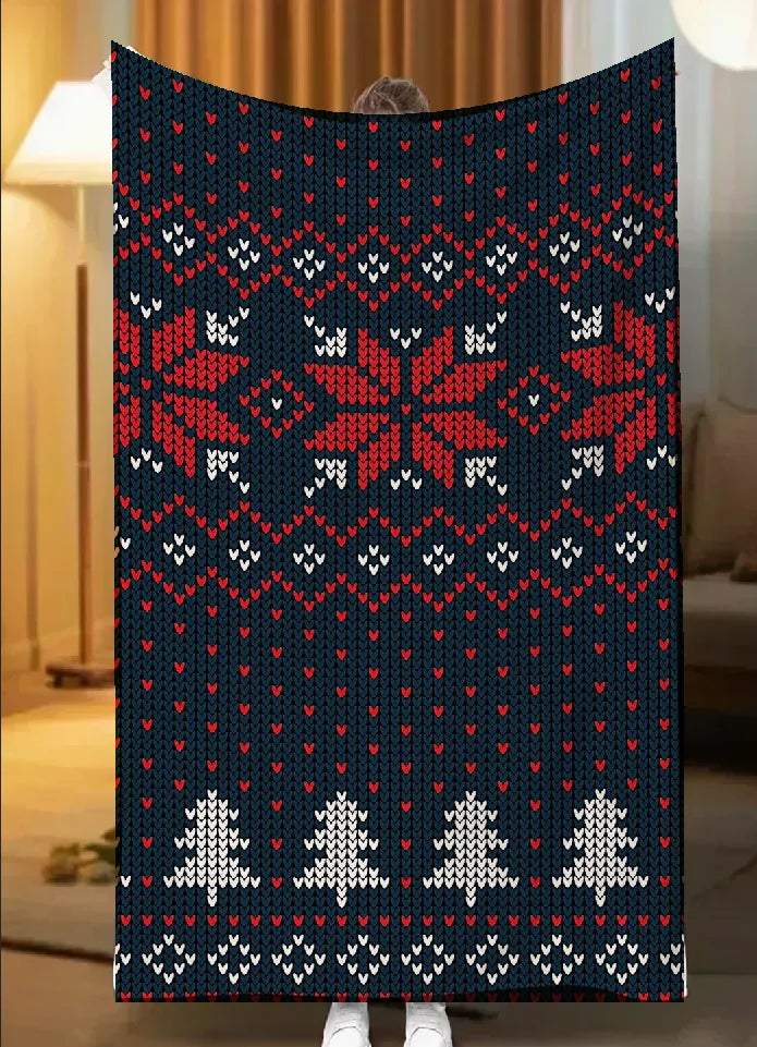 Red Sherpa Christmas Throw Blanket
