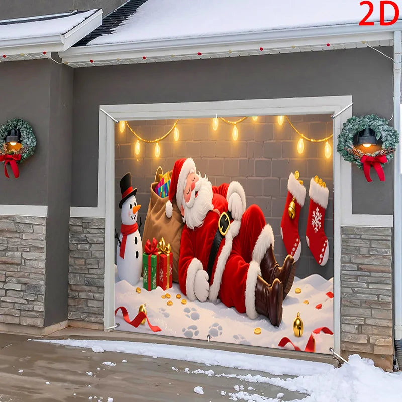 Christmas Santa Claus Garage Door Banner