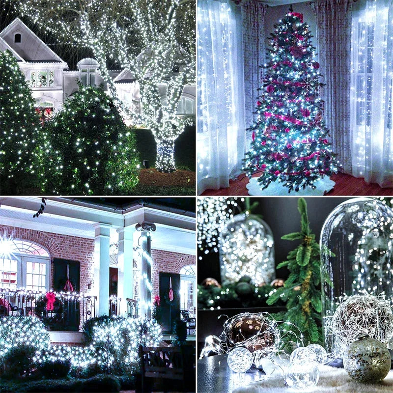 Solar Christmas Path Garland Lights