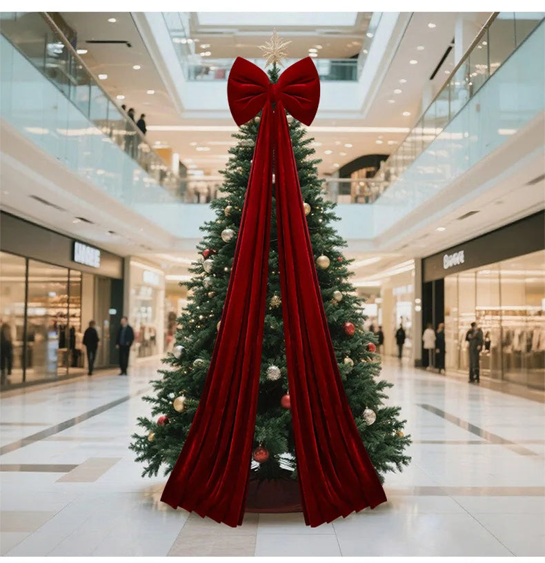 Christmas Bow Red Velvet Tree Toppers Ornament