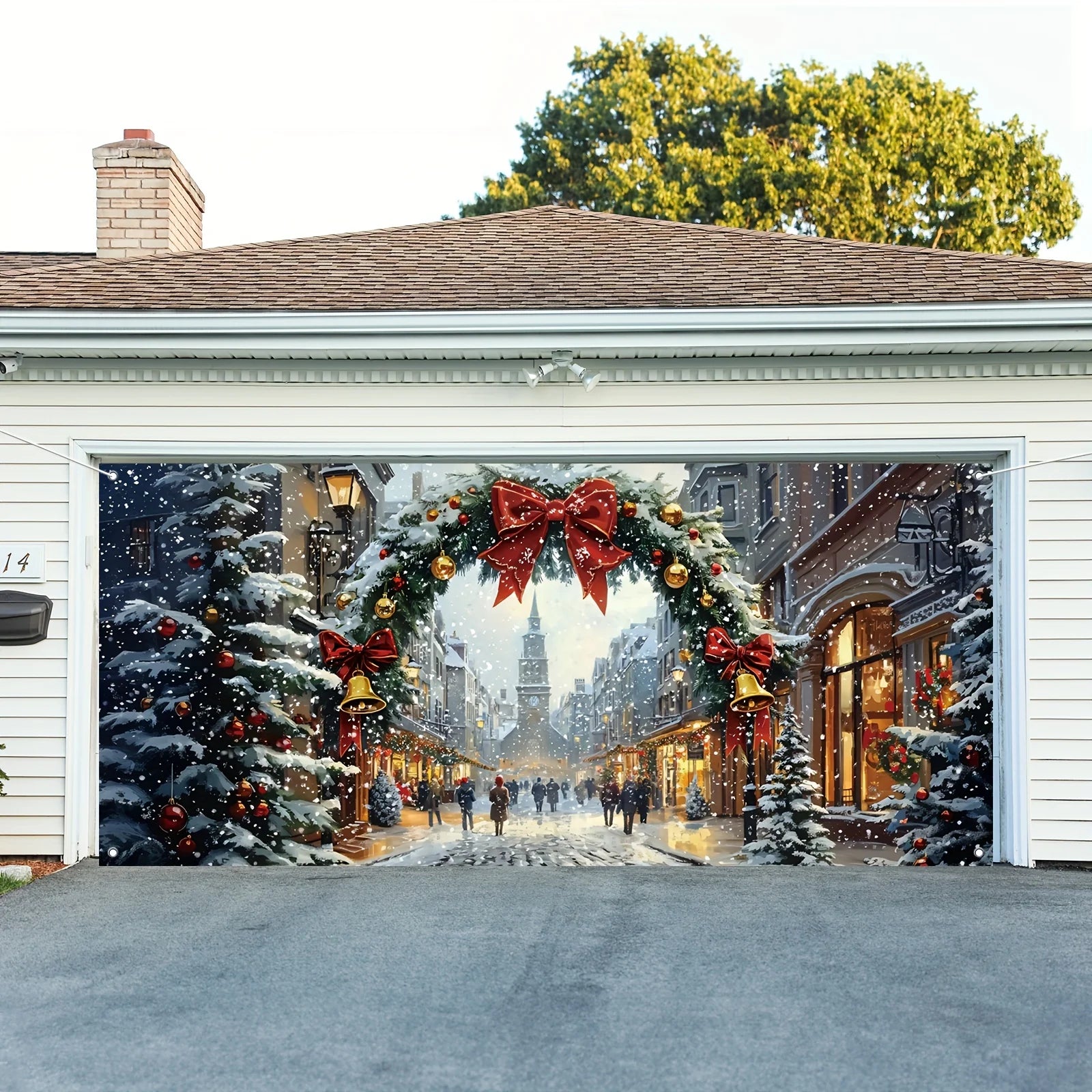 Christmas Winter Scene Garage Door Banner