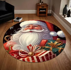 Santa Snowflake Round Holiday Rug