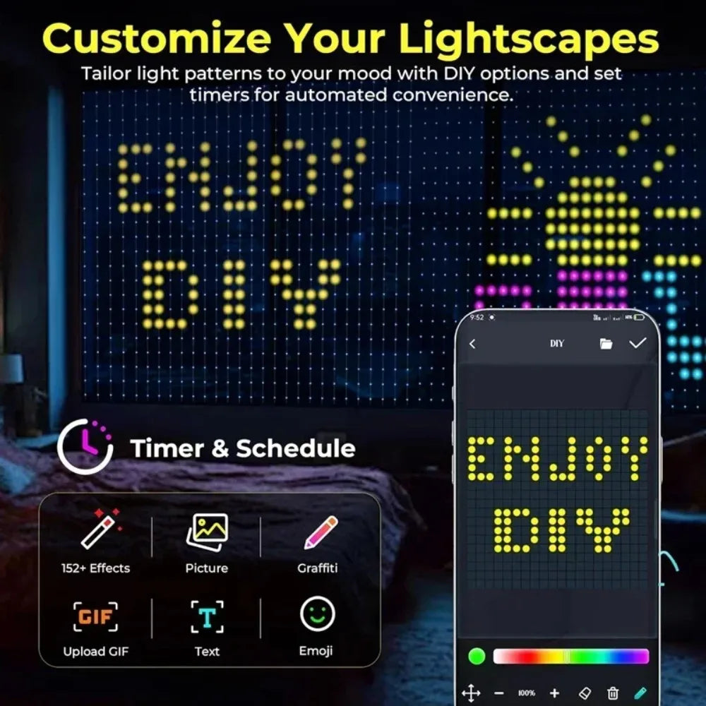 App Controlled Christmas Curtain Lights