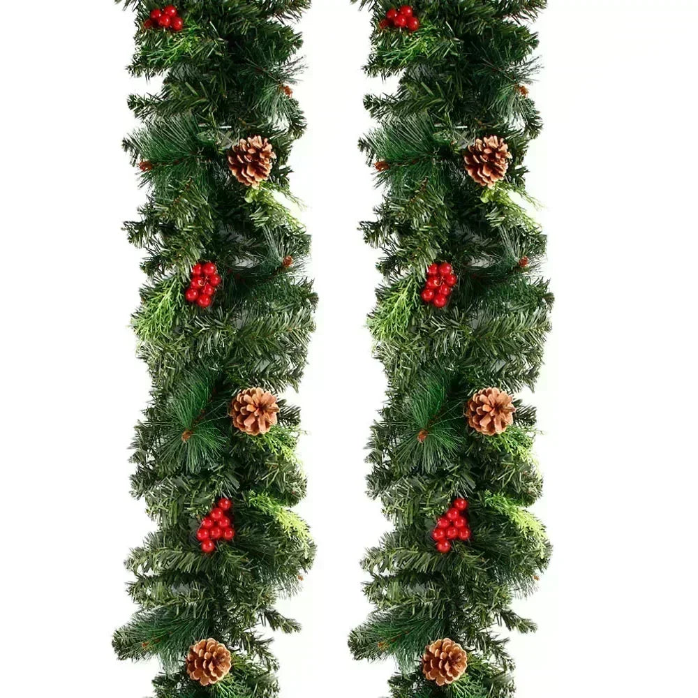 Christmas Garland Wreath With Pinecones Red Berries