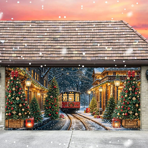 Christmas Express Train Garage Door Banner