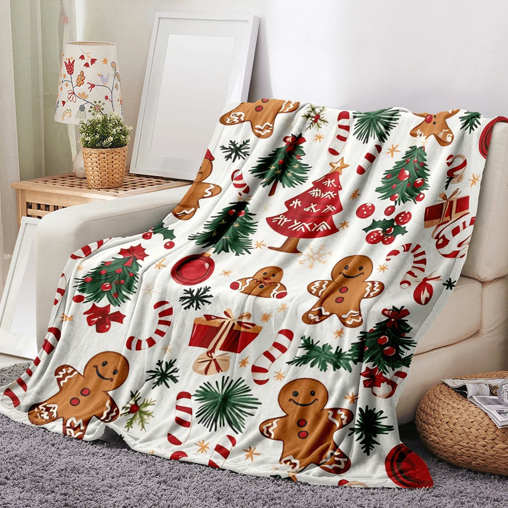 Ultra Soft Christmas Gingerbread Wonderland Print Flannel Throw Blanket