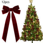 Velvet Bows Christmas Tree Decorations,Pink Large Topper