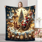 Holiday Santa Claus Sleigh Fleece Blanket