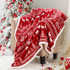 Red Sherpa Christmas Throw Blanket