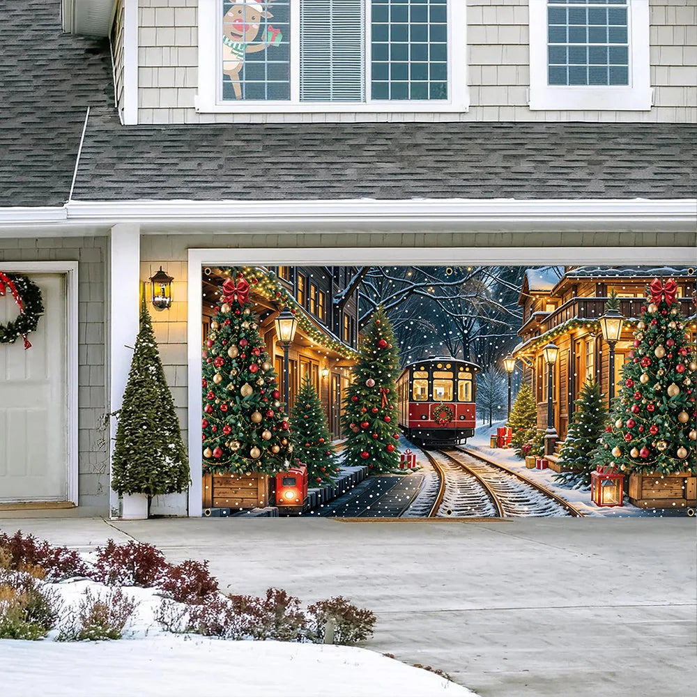 Christmas Express Train Garage Door Banner