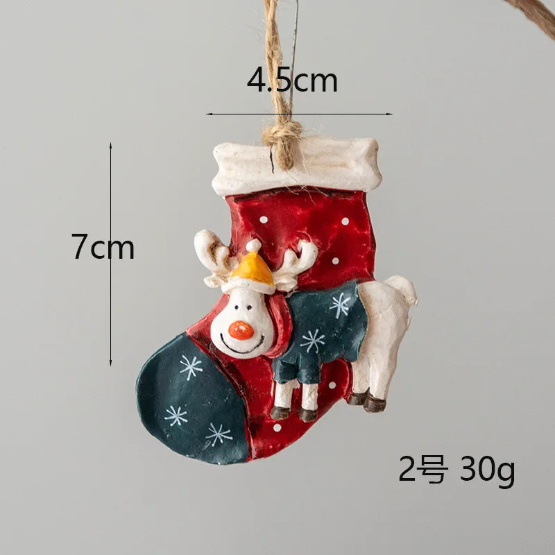 Merry Christmas Resin Santa angel Snowman Pendant
