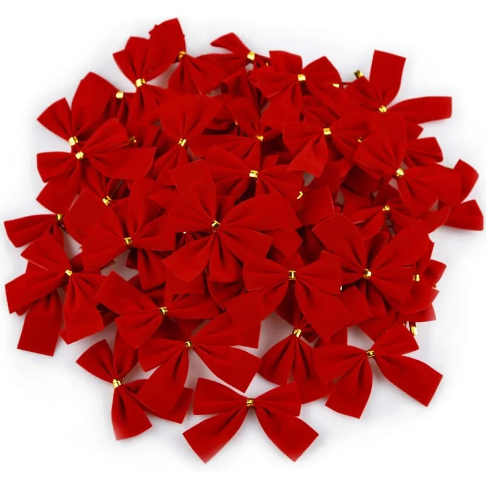 Mini Red and Gold Christmas Bows