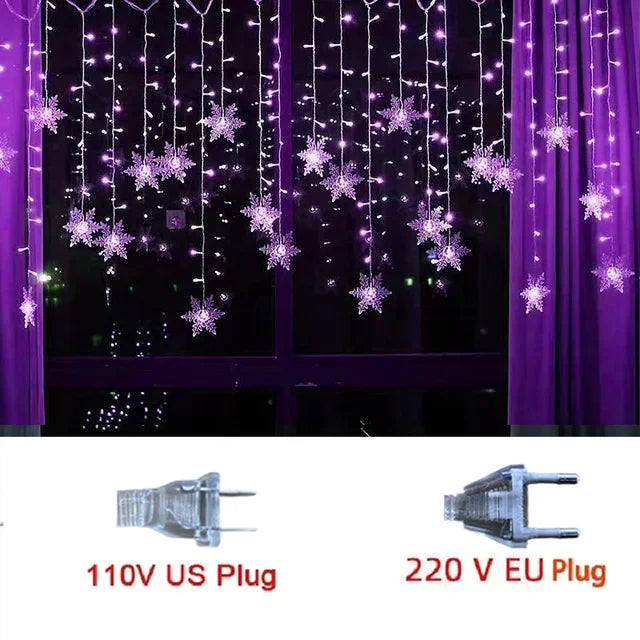 Christmas Snowflakes Flashing Curtain Holiday