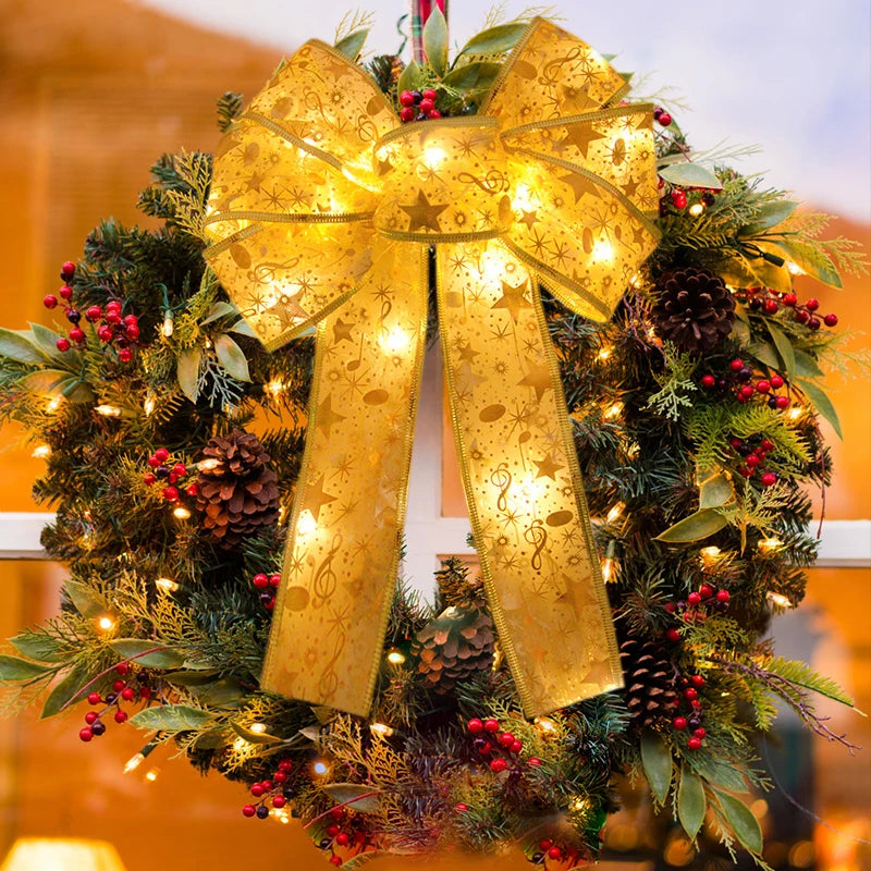 Christmas Tree Bow Ribbon Topper Hanging Ornament