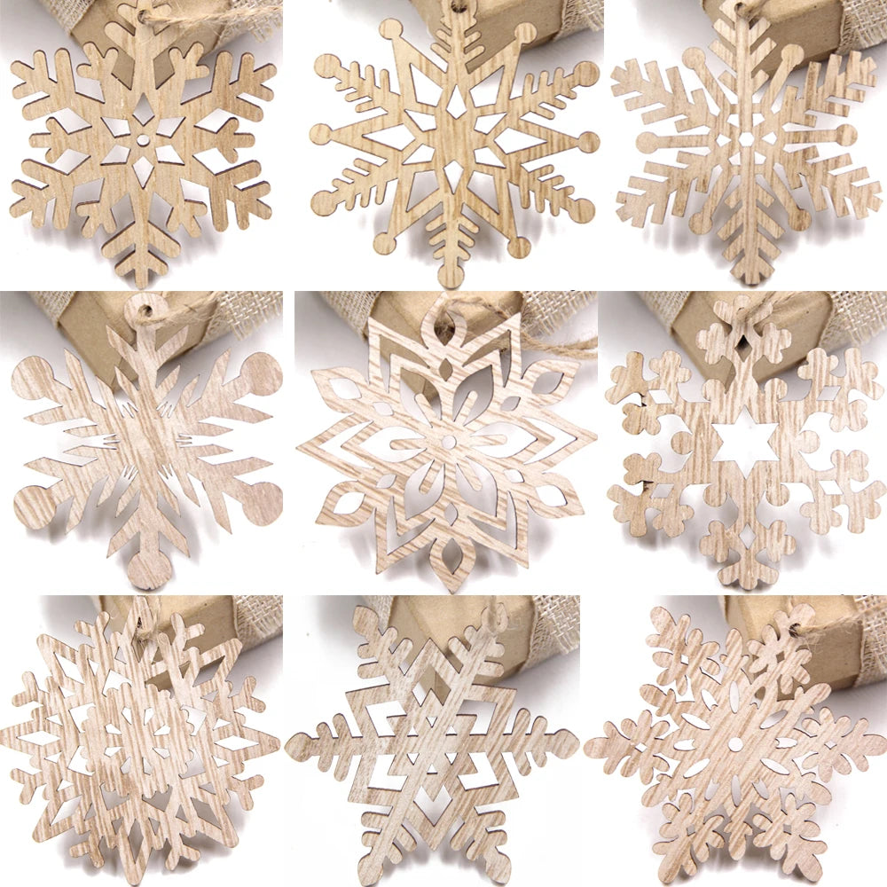 Box Wooden Hollow Snowflake Christmas Vintage Pendants